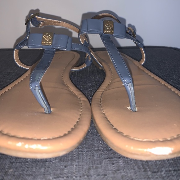 Blue & Tan BCBG Gladiator Strap Flat Sandals - Picture 3 of 5
